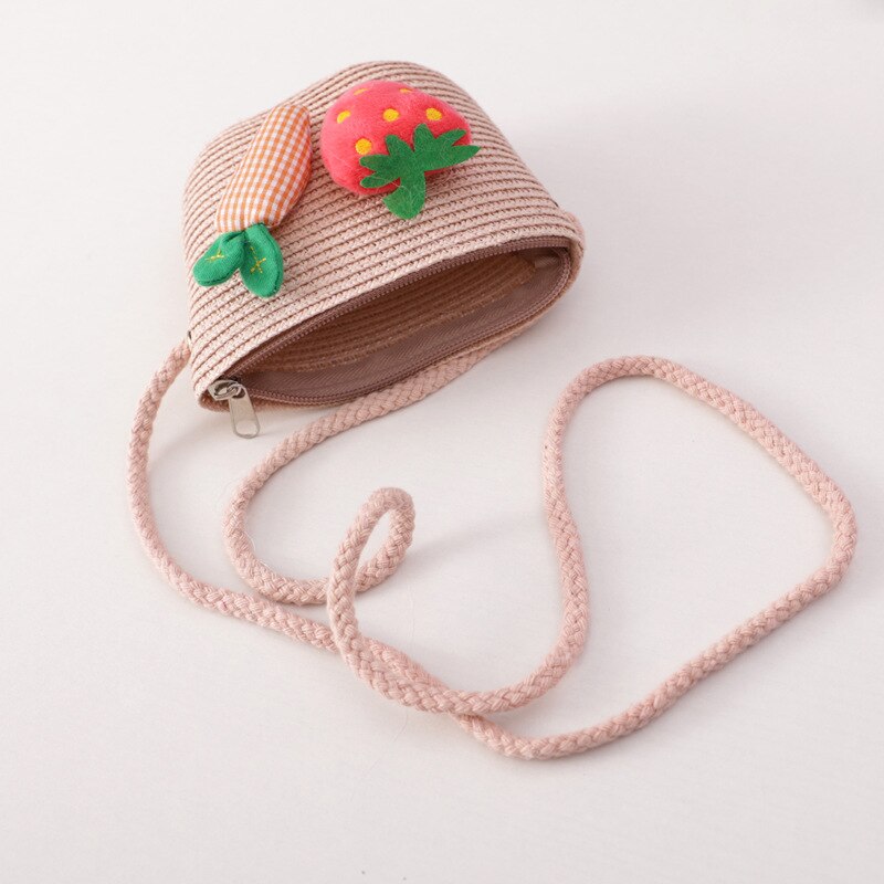 Small fresh wave side children's straw hat summer outing all-match beach hat sun hat bag set