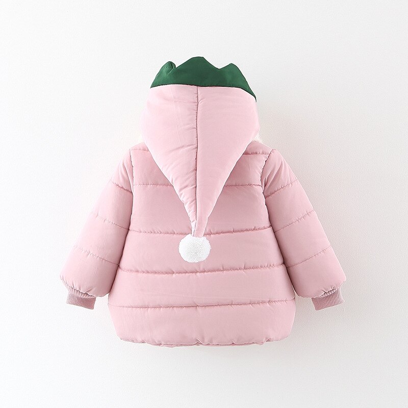Winter Warm Baby Girls Thick Fleece Radish Hooded Snowear Parkas Overcoats Children Kids Party Outerwear Coats + Scarf casaco