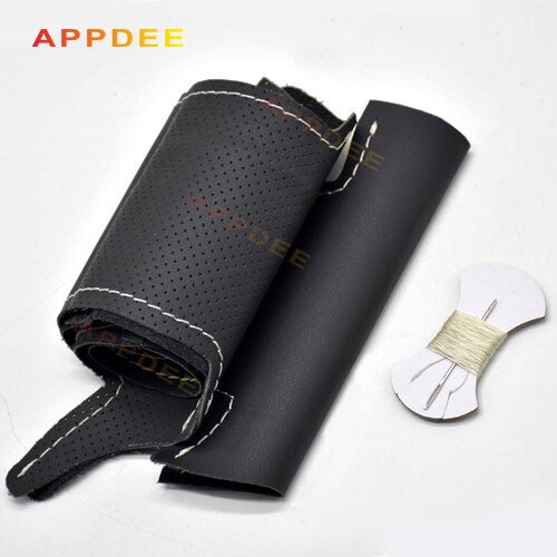 Håndsying av sortere kunstskinn rattdeksler til hyundai  ix35: Hvit tråd