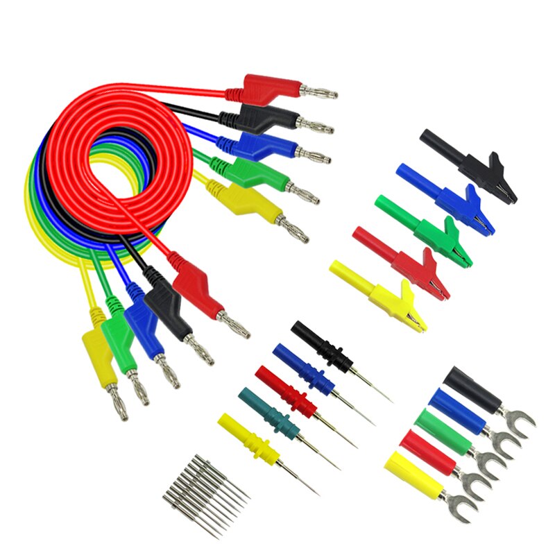 Cleqee P1036B series 4mm Dual Stackable Banana Plug Test Leads Kit with Alligator Clip Spade Plug &amp; Test Probes for Multimeter: P1036B