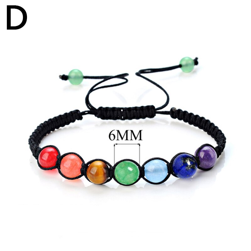 Einstellbar Armbänder Bunte Natürliche Stein Perlen Armbinde Handgemachte Geflochtene Hand Seil Armreifen Für Frauen Männer Schmuck: D