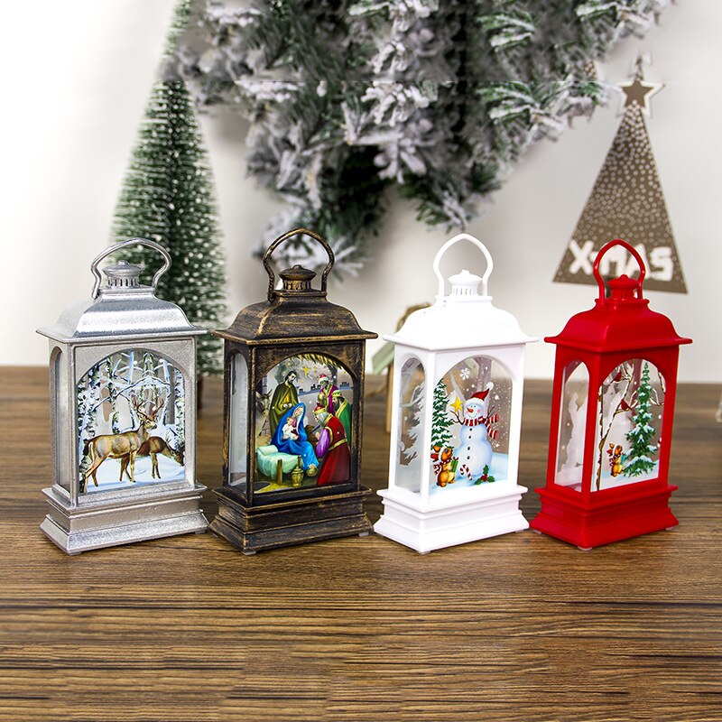Lanterne Led élan/neige/père noël , décoration de fête de noël, maison, extérieur, fournitures de fête