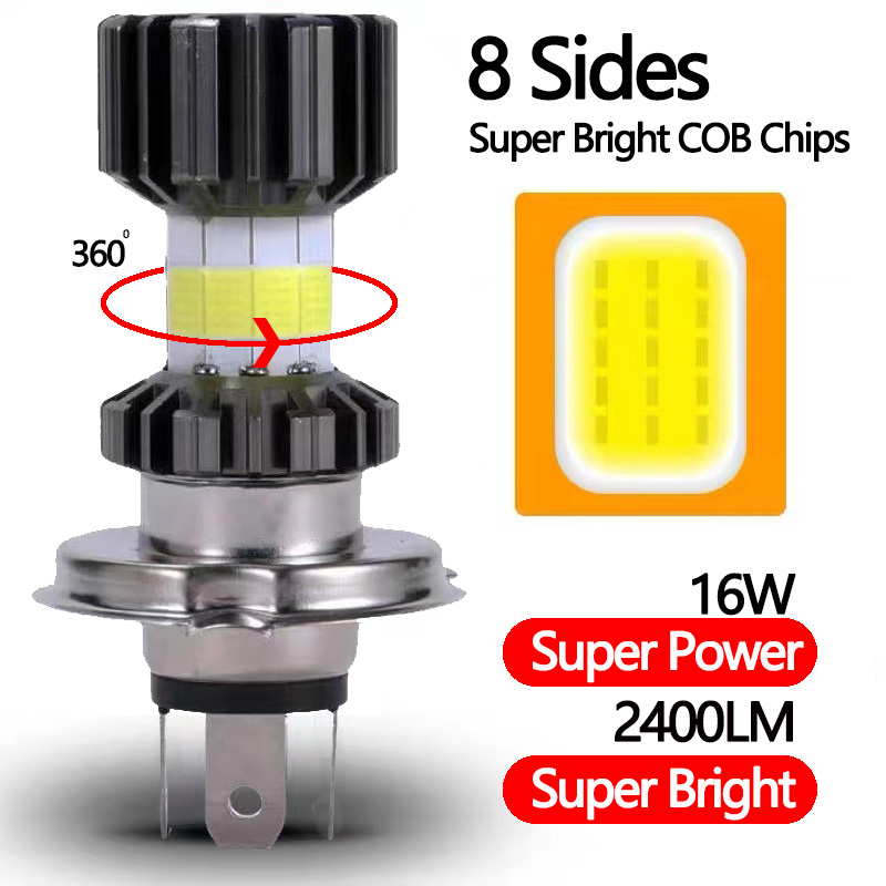 H4 LED Moto H6 BA20D 69000 LMLED Motorfiets Koplampen 8 Zijden COB Wit 6000 K Hi Lo Lamp Scooter accessoires Mistlampen 12 V