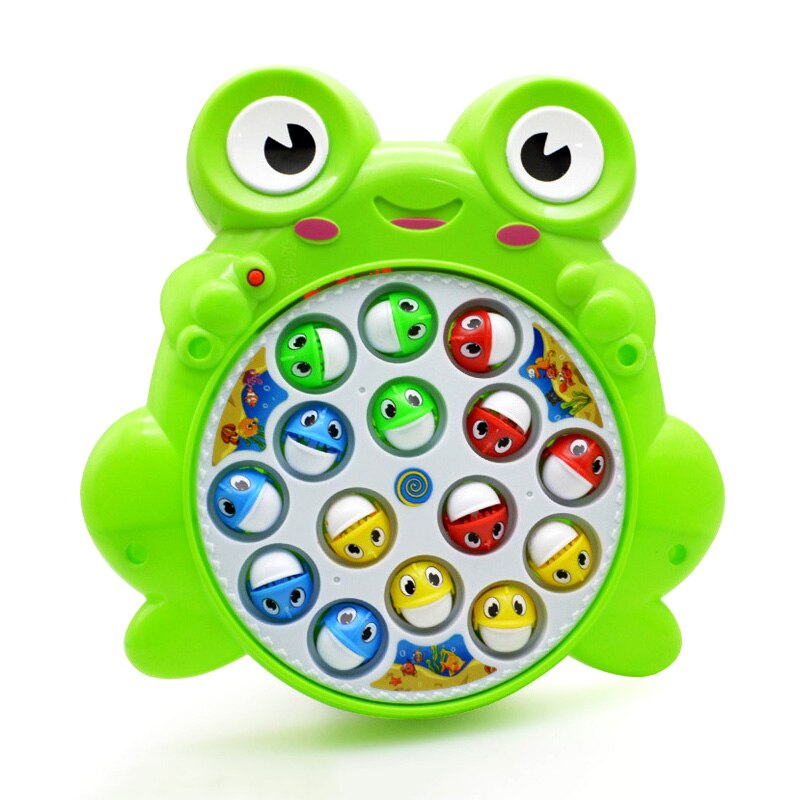 Conjunto de juguetes de pesca eléctrica para niños, juguete educativo con plataforma de pesca giratoria, de dibujos animados,