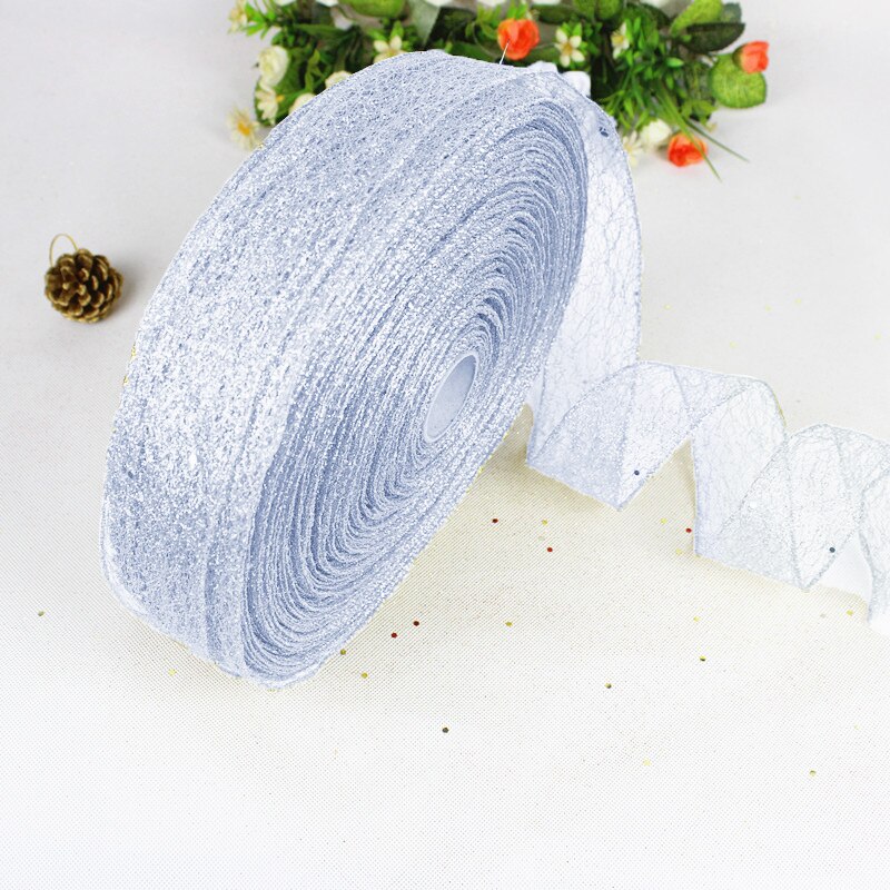 2M Kerst Decoratie Linten Voor Wedding Christmas Party Decorations Diy Boog Ambachtelijke Lint Dozen Inpakken Levert: Zilver