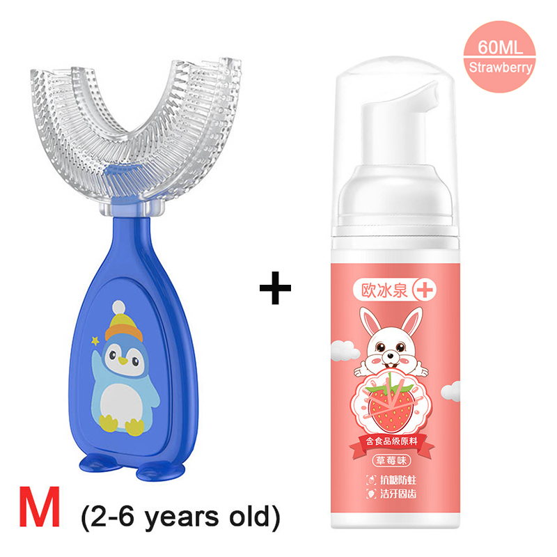 SMGSLIB Children's Toothpaste Toothbrush Set Children Can Swallow Mousse Foam Toothpaste Household Daily Necessities bpa free: Set 2 M