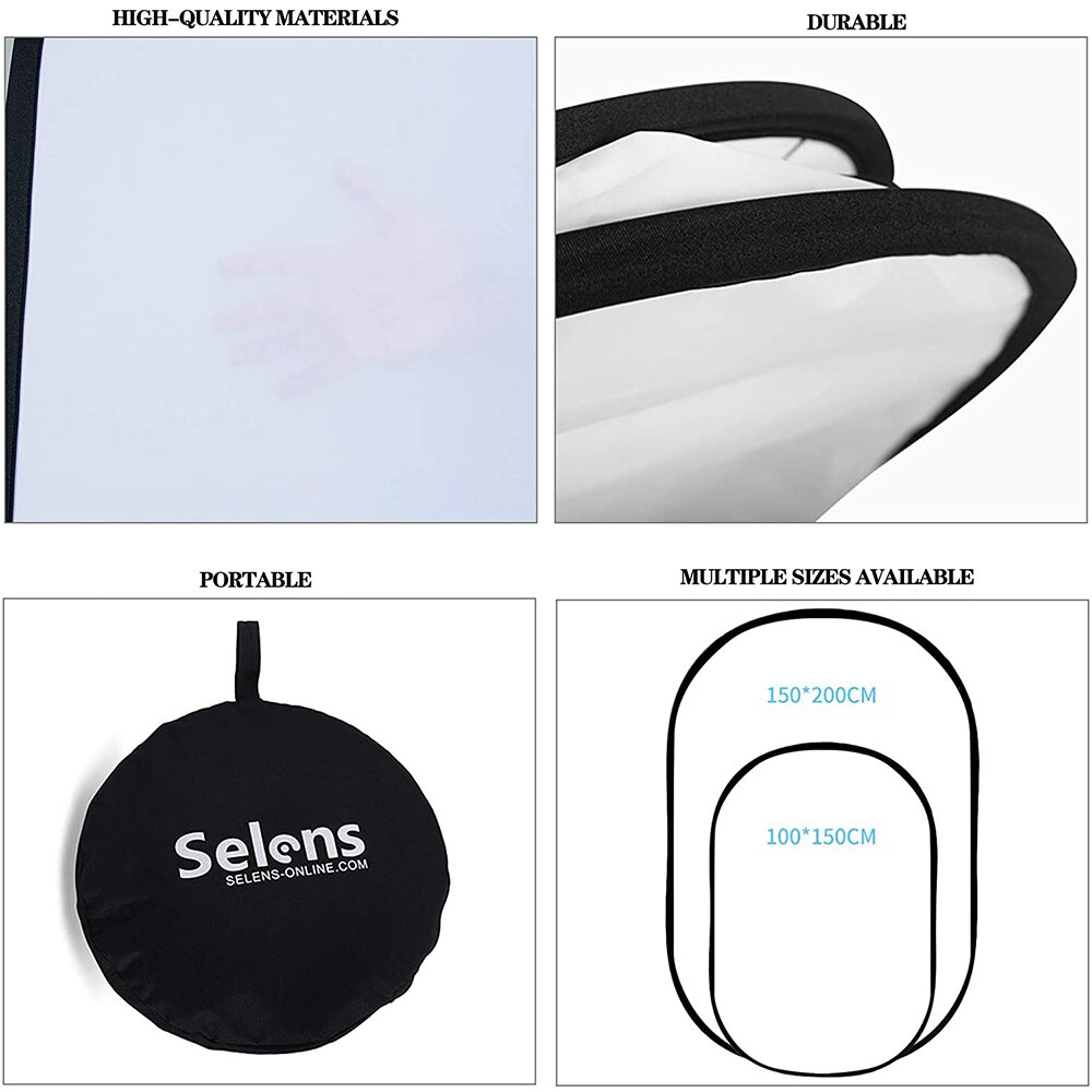 Reflector Fotografie Licht Diffuser Translucent Fotografie Afbeelding Reflector Draagbare Ovale Dslr Camera Licht Reflector 60x90cm