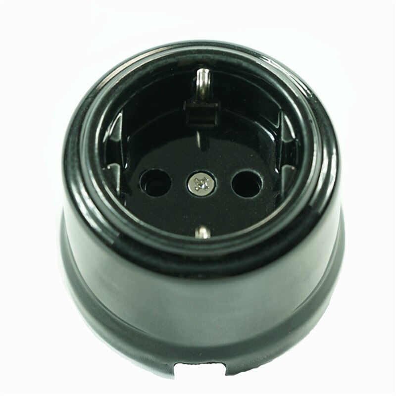Vintage Porcelain Wall Socket Surface Mounted Germany Ceramic Socket: Black