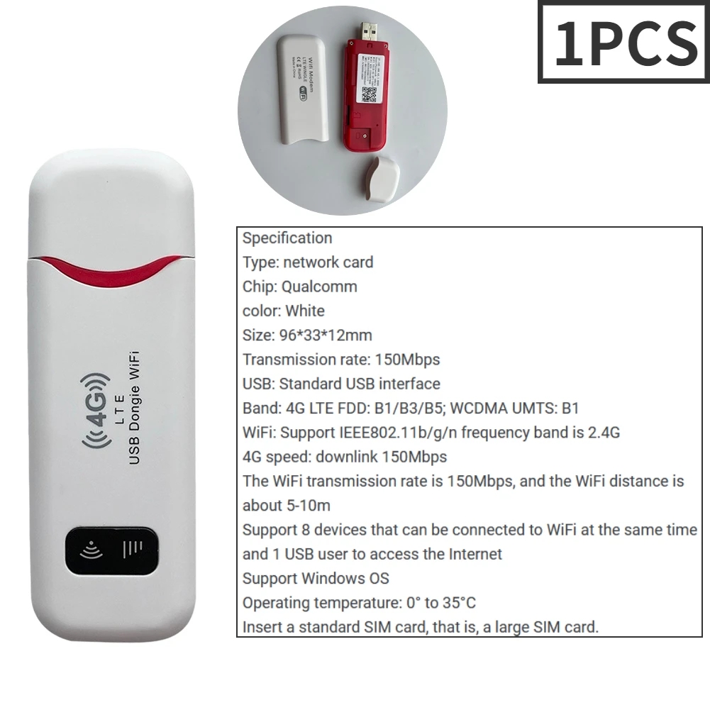 4g lte trådløs router usb-dongle 150 mbps modemstik mobilt bredbånd simkort trådløs wifi-adapter 4g- korts router hjemmekontor: Rød