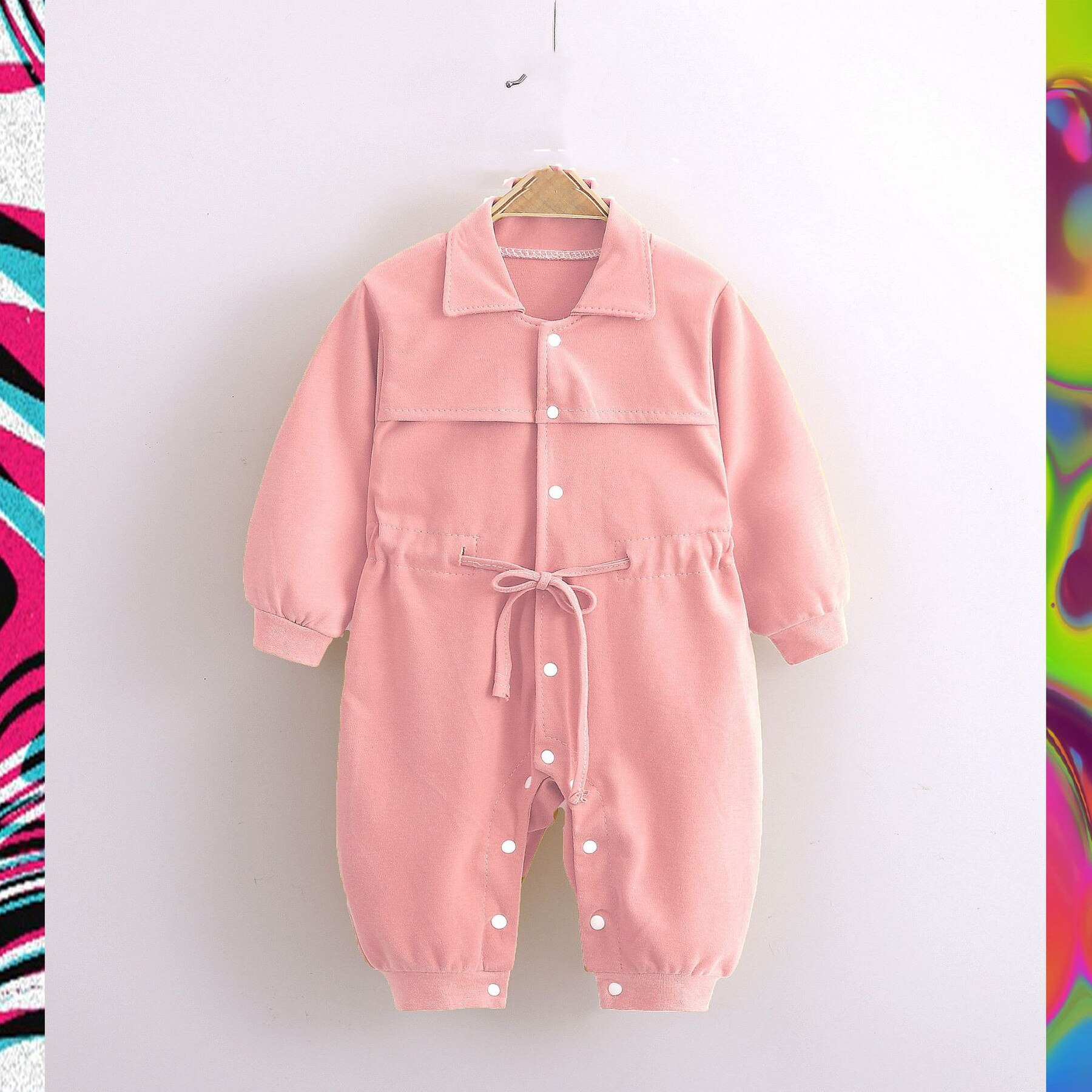 Boy Girl Jumpsuit Kids overalls Jerse Toddler Cotton Long Sleeve Romper Children Home Clothes Pajamas Baby Cute Sleepwear: Blue / 73CM