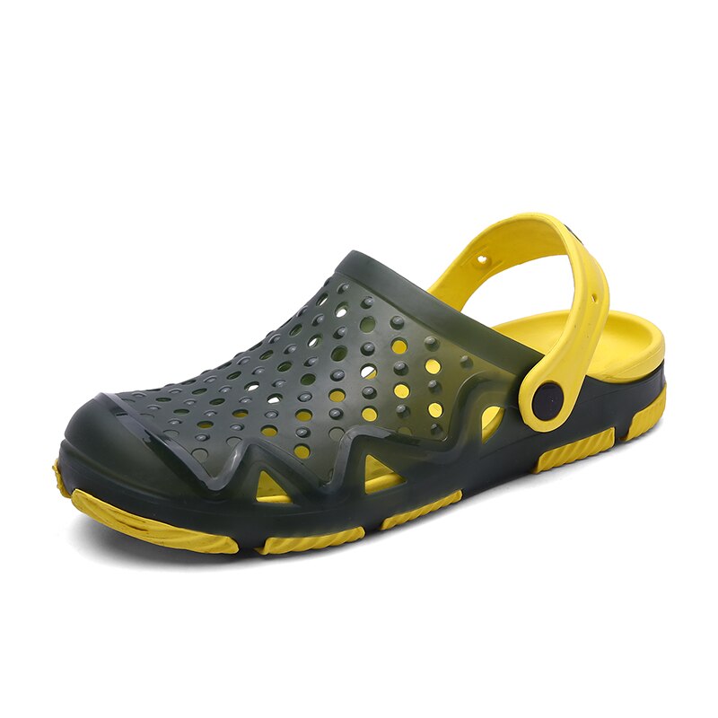 Män sommar jelly sandaler lätt massage kamouflage flip flops strand krokodil skor gladiator trädgård träskor gummi botten skor: Grön / 9