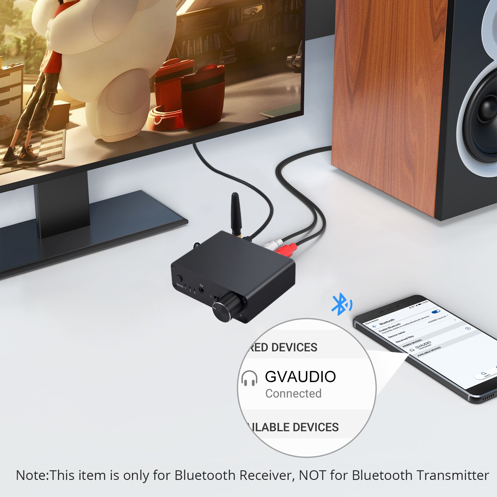 Linkfor 192Khz Digitaal Naar Analoog Converter Met Hoofdtelefoon Versterker Ingebouwde Bluetooth-Compatibel V5.0 Ontvanger Volumeregeling