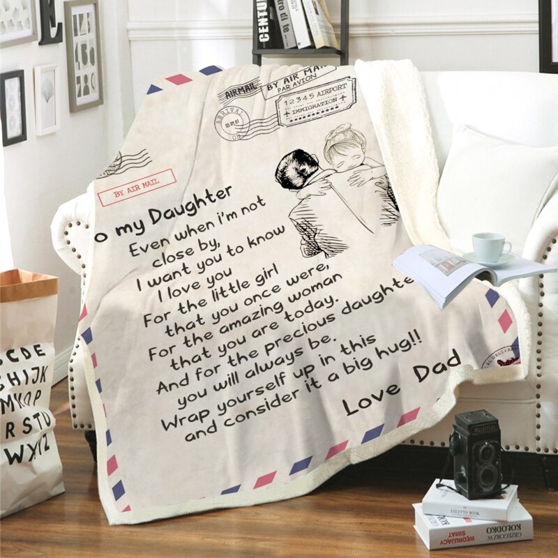 Fleece Deken Om Mijn Dochter Zoon Vrouw Brief Gedrukt Quilts Luchtpost Dekens Positieve Moedigen En Liefde