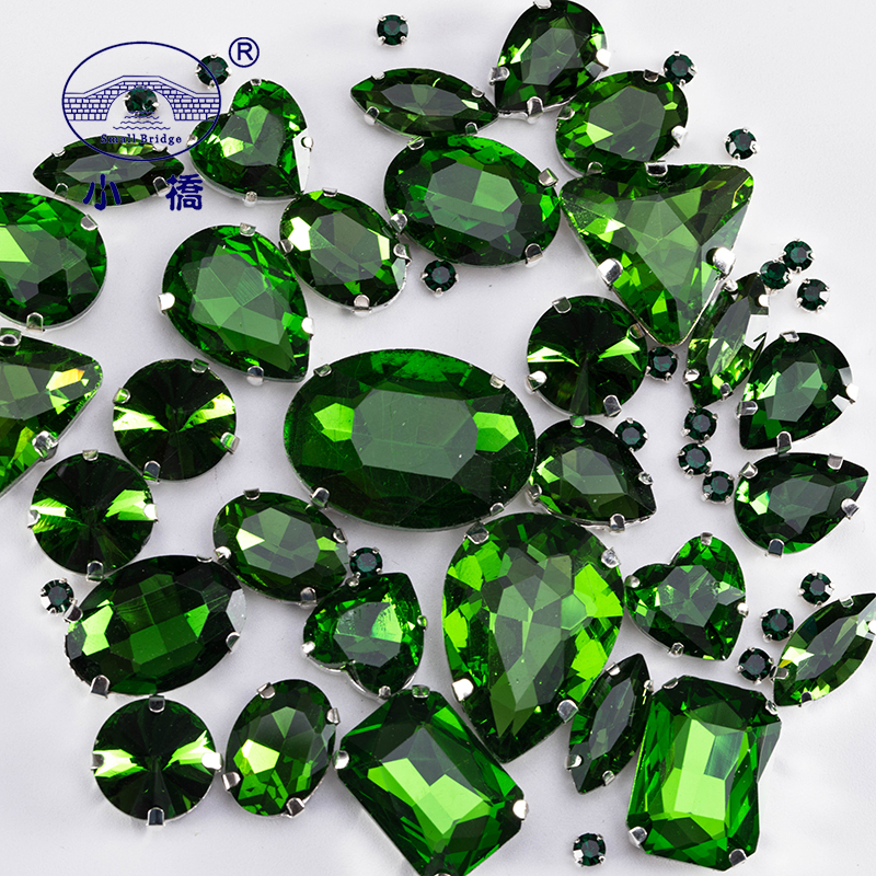 Glitter Gemengde Vorm Glas Steentjes Voor Kleding Roze Plaksteen Craft Edelstenen Kristal Naai Strass Met Klauw 50 stks/pak S048: Laser Bright