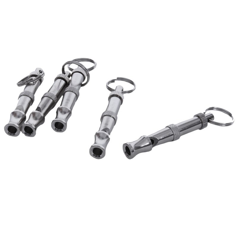 5 silbato ultrasónico para entrenamiento de perros color plata: Default Title