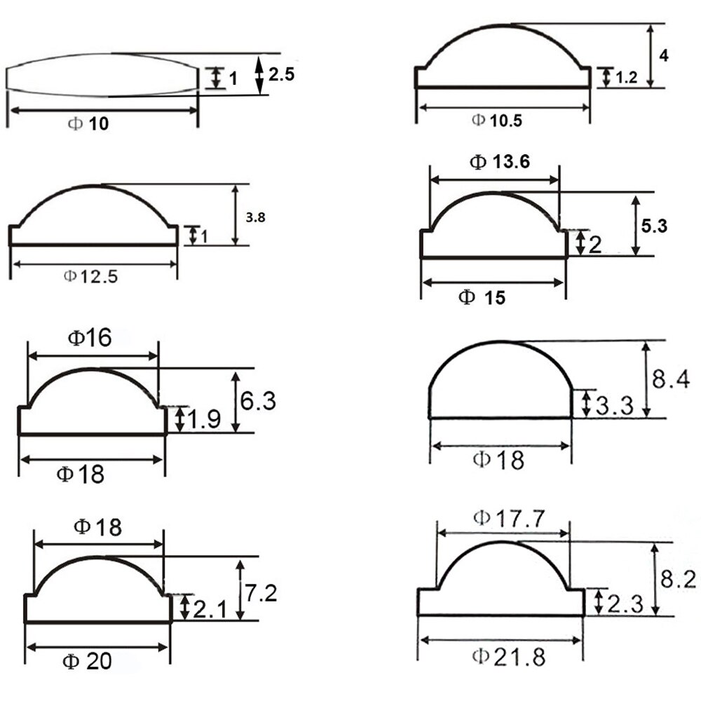 Lente de enfoque acrílico convexo PMMA Plano para linterna de bicicleta, foco de luz, 10, 15, 18, 20, 23, 25, 28, 29, 30, 32, 33, 35, 42mm