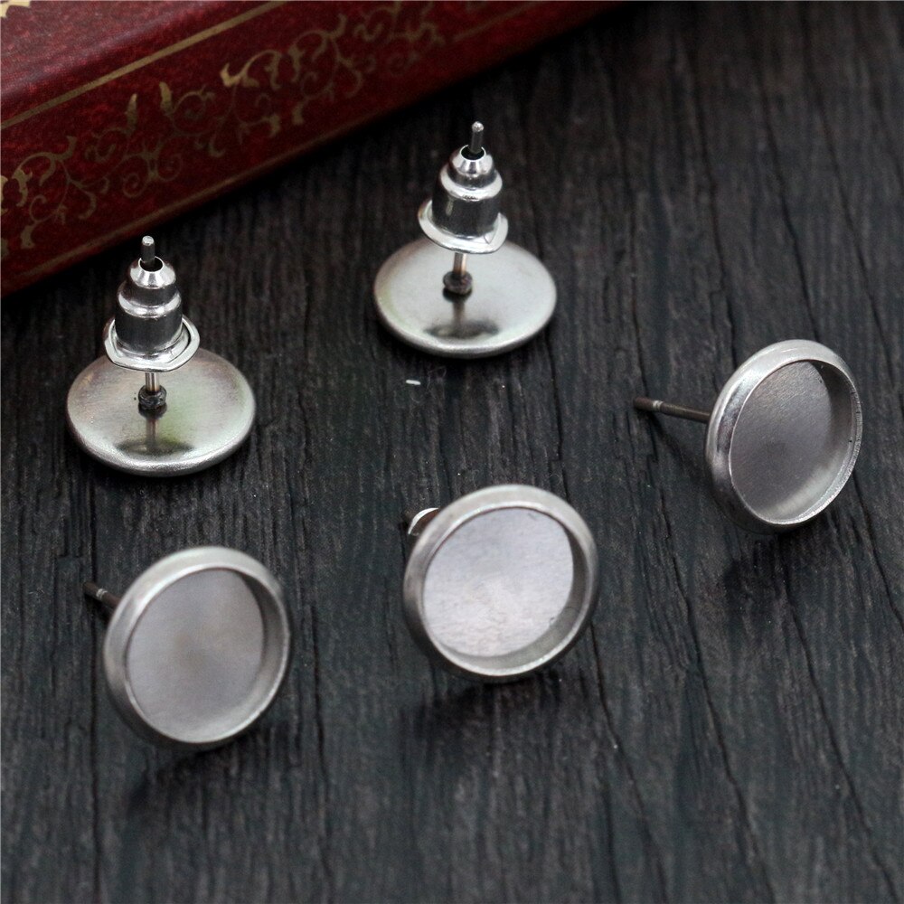 (Nooit Vervagen) 6/8/10/12/14/16/18/20 Mm Rvs Oorbel Basis studs Oor Cameo Instellingen Cabochon Base Tray Blank (Met Rug)