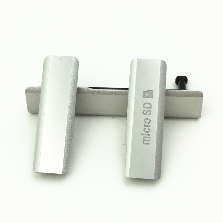 100% Original puerto de carga USB tapa del enchufe del polvo + Puerto Micro SD + ranura del Puerto de la tarjeta SIM impermeable para sony Xperia Z1 L39H C6903: Blanco