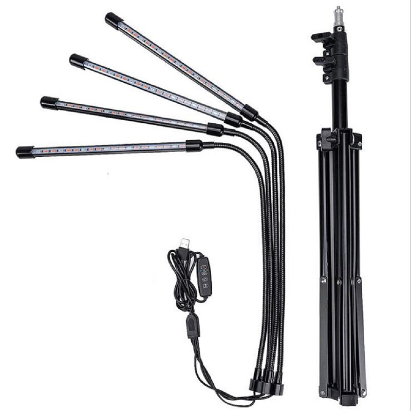 Full Spectrum Phyto Lamp 80 Leds Grow Lights with Tripod Plant Light For Indoor Vegetable Flower Seedling: 4 heads no remote / USB