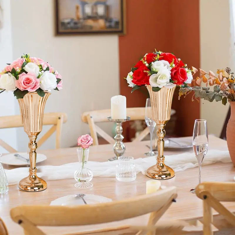 1pc metall trumpetvaser bröllopsfest rekvisita bordsdekorationer blomsterställ ljusstake välkomstområde vägguide skrivbordsdekor