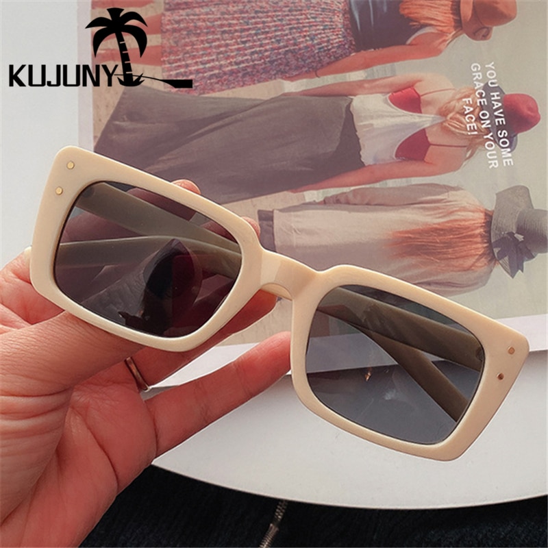 KUJUNY Ladies Narrow Frames Sun Glasses Retro Small Rectangle Sunglasses Women Cat Eye Eyewears Vintage Square Eyeglasses