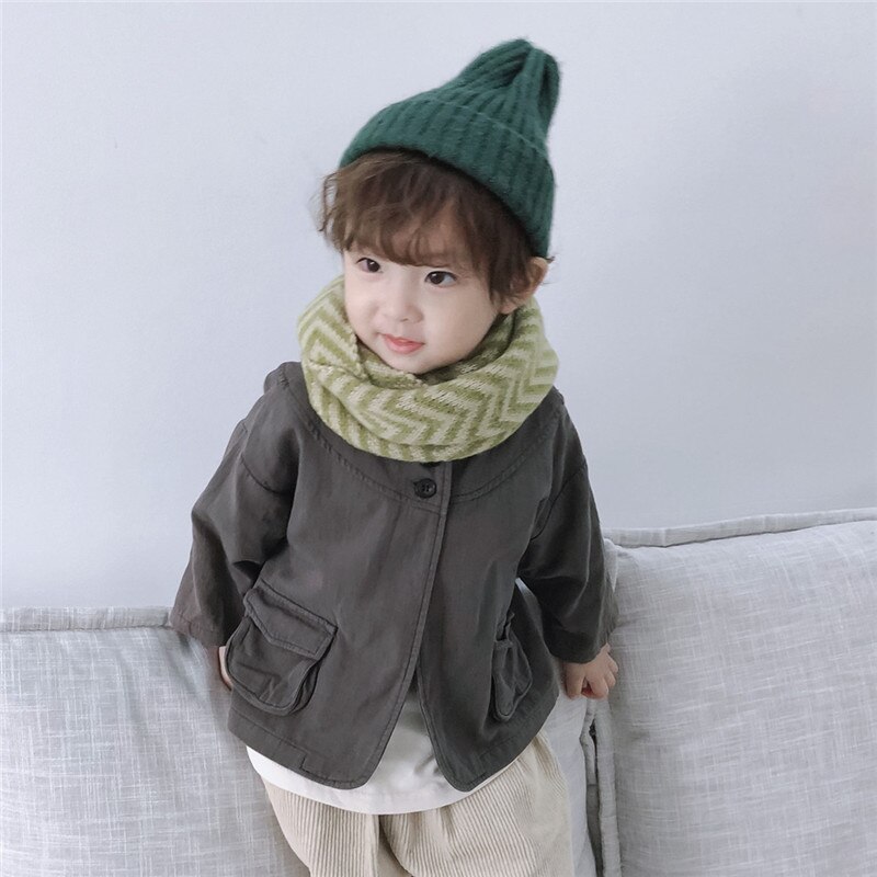 Baby autumn and winter children's scarf corrugated wool neck sleeve student scarf warm scarf: D