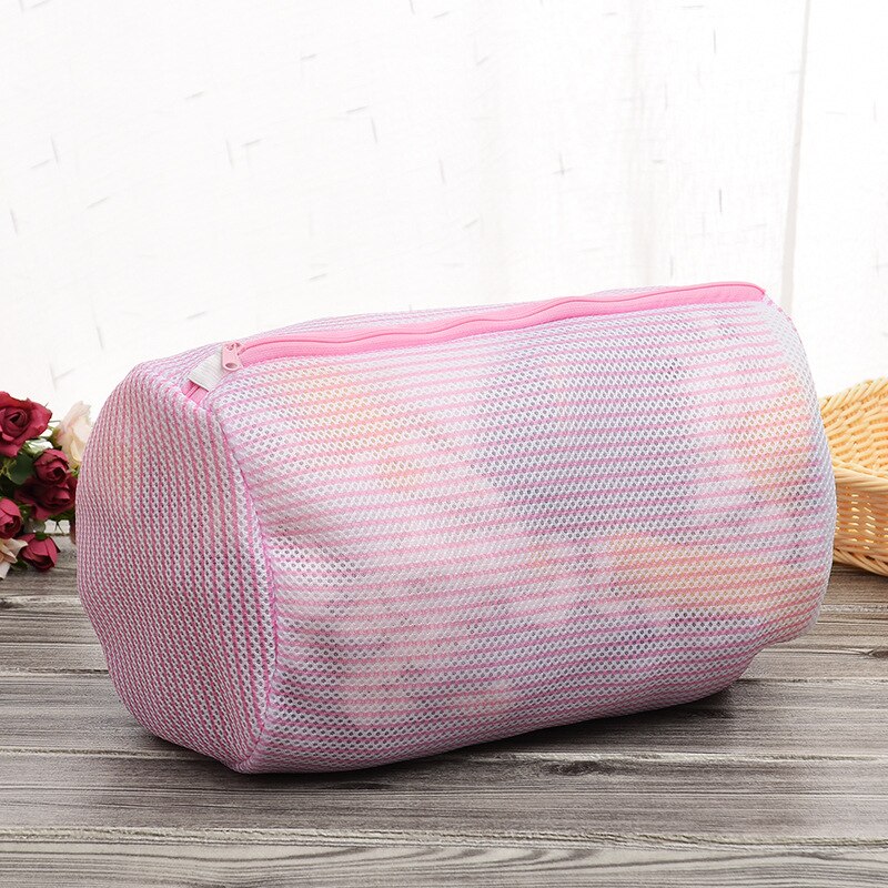 Mesh cylinder vaskepose lynlås vaskeposer vask hjemmebrug mesh tøj undertøj organisator vaskepose badetilbehør