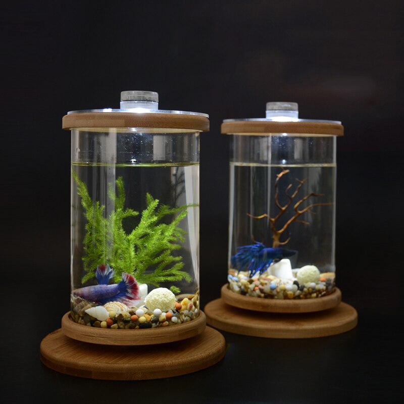 Rotatable Small Fish Tank Transparent Glass Aquarium Mini Ornamental Fish Bowls Aquarium Products