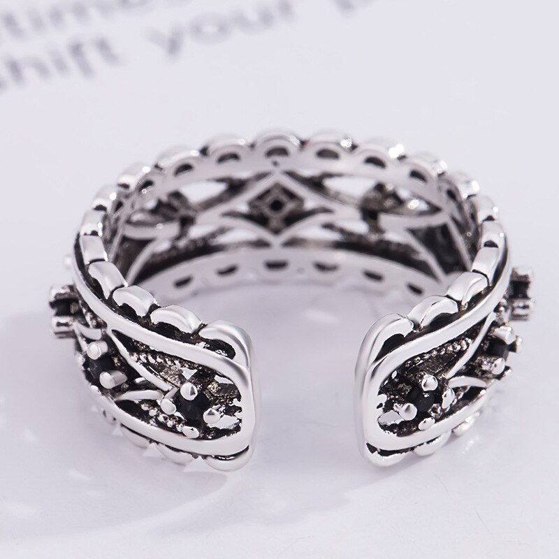 Vintage Ring Retro Geometrie Twist Stempel S925 2021Trend Ring Voor Vrouwen Meisje Open Manchet Bague Engagement Verstelbare Ringen Sieraden