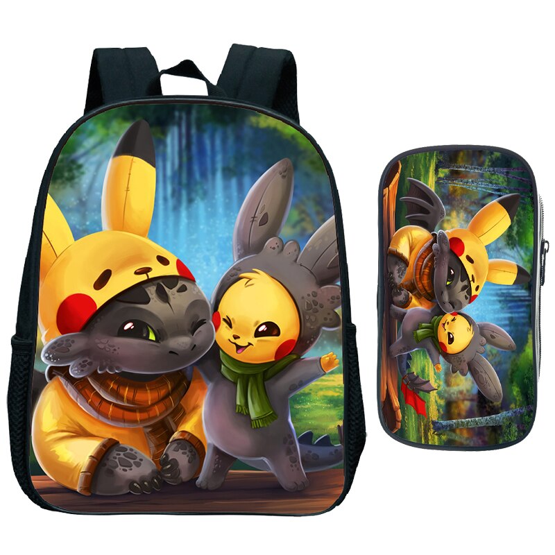 Scuola materna Zaino con Sacchetto Della Penna 2pcs Set Bambino Come addestrare Il Vostro Drago Zaino Del Fumetto Dei Bambini Bookbag: 3