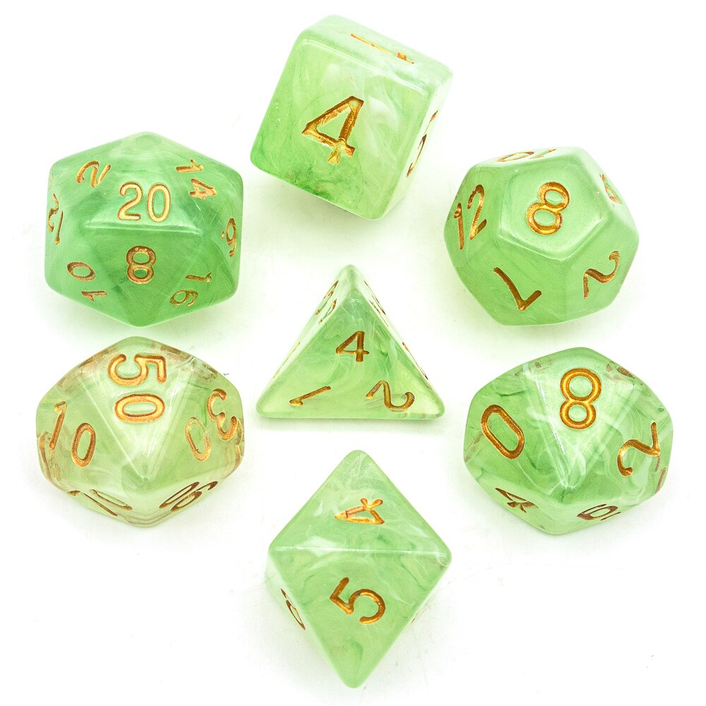 7 teile/satz D & D Würfel Transluzenten Wolken DND Würfel D4 D6 D8 D10 D % D12 D20 polyedrisch Spiele würfel einstellen für MTG RPG: Grün