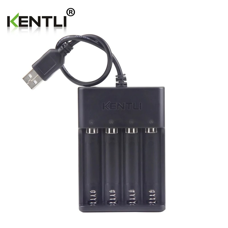 Kentli 1.5v aa 3000 mwh lithium li-ion genopladeligt batteri batterier  /4 slots polymer lithium li-ion batterioplader: Hvid