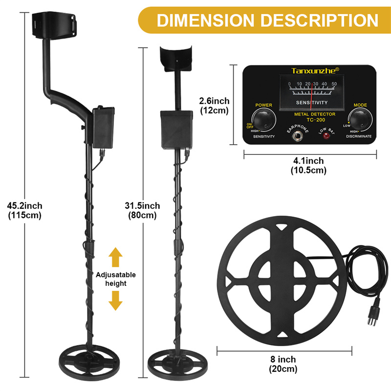 Aggiornamento di TC-200 Metal Detector sotterraneo Draad Ijzer metalloen Goud rivelatore Verstelbare Tracker Voor Schat Zoeken spec we rileva