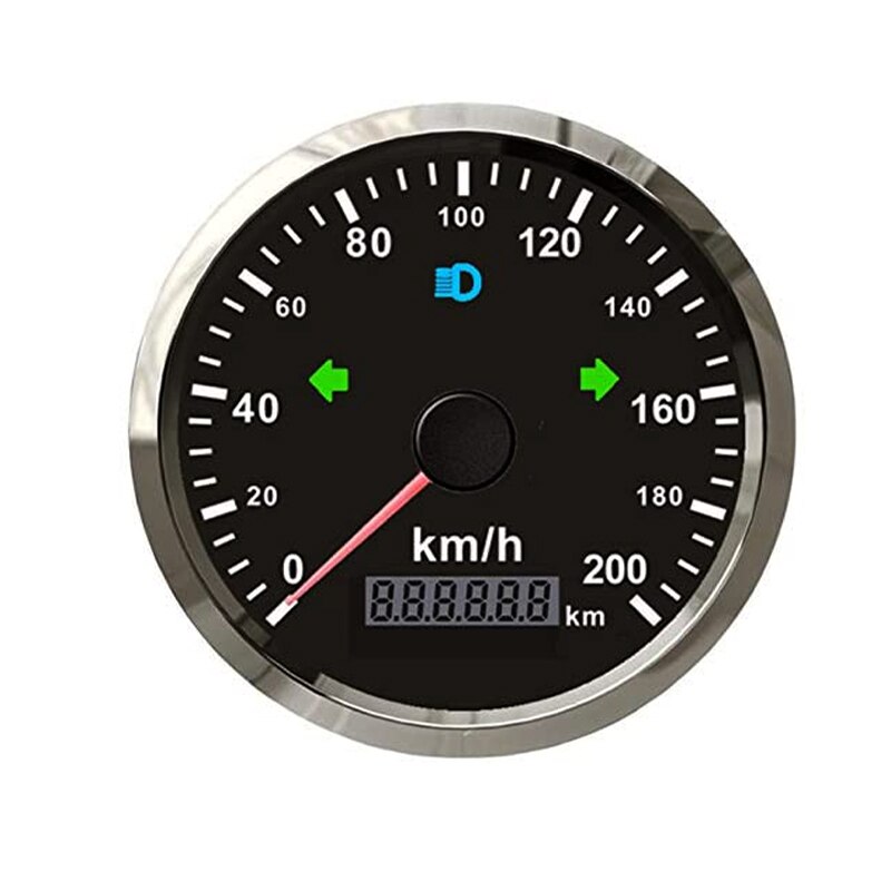 200 Km/h Gps Snelheidsmeter Gauge Met Links/Rechts Indicatie Licht & Gps Antenne Sensor Voor Boot Auto Snelheidsmeter Gauge: Black Silver