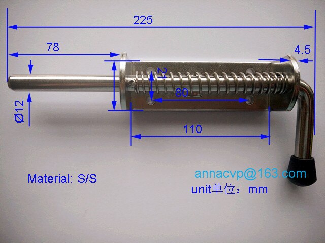 stainless steel Tailgate Latch Fastener Lock Spring Loaded 12mm x 255mm spring loaded catches,Truck Trailer Ute trailer parts