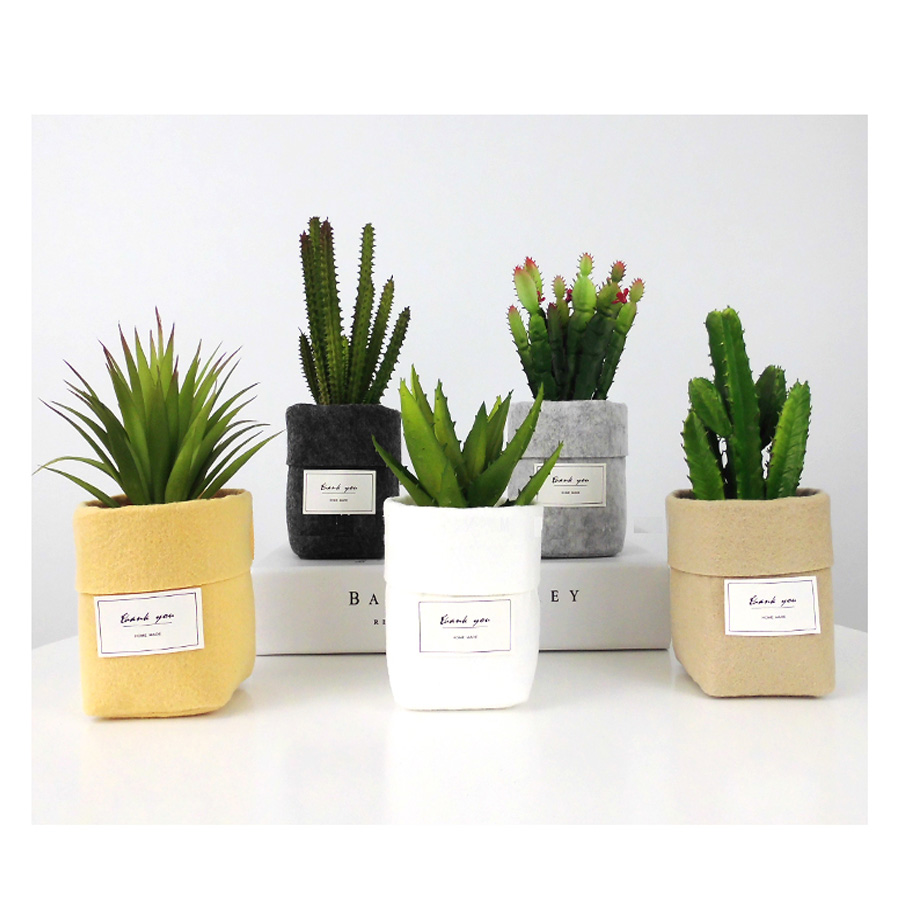 De almacenamiento de escritorio de la planta crece la bolsa a casa decoración Flor de escritorio cesta carnosa sentí Pot espesar jardín suministros jardinería Macetas