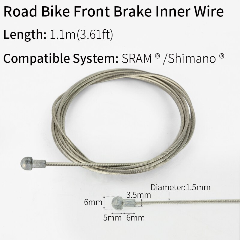 JSHOU BIKE Brake Inner Cables Wire Brake Front Rear Shift Line Wire for Mountain and Road Bike Universal Cycling Accessories MTB: Road Brake 1.1m