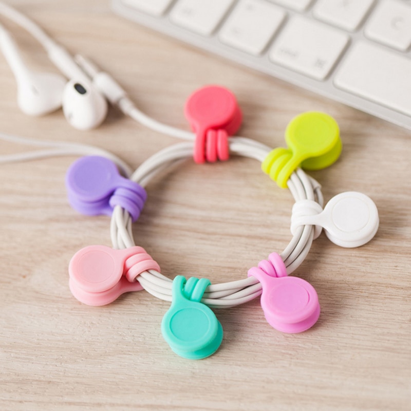 Cute Magnet Earphone Cable Holder Clips Korean Kawaii Stationary Cord Winder Organizer Desk Accessory Office Desk Set