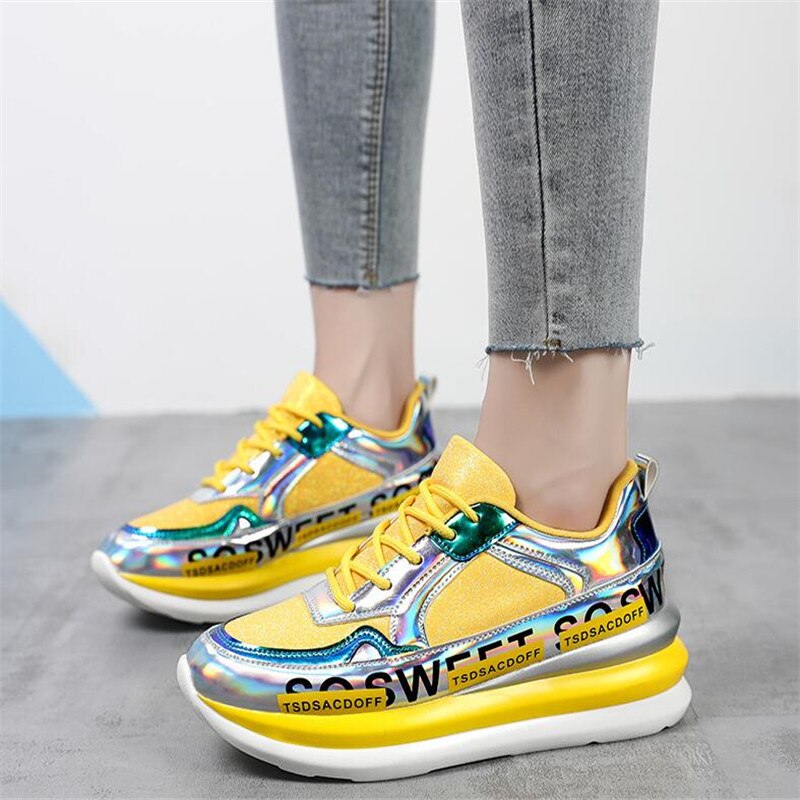 Luxury sequin Sneakers Ladies Flat Shoes Walking Woman Bling sequin Color Cozy Casual Women Shoes autumn running shoes