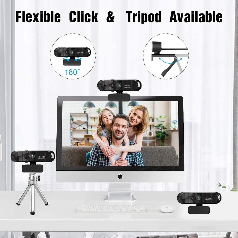 Webcam 1080P HD Web Cam Auto Focus Computer cam Built-in Microphone Privacy Cover Wide Angle Lens Speaker USB Video Web Cam