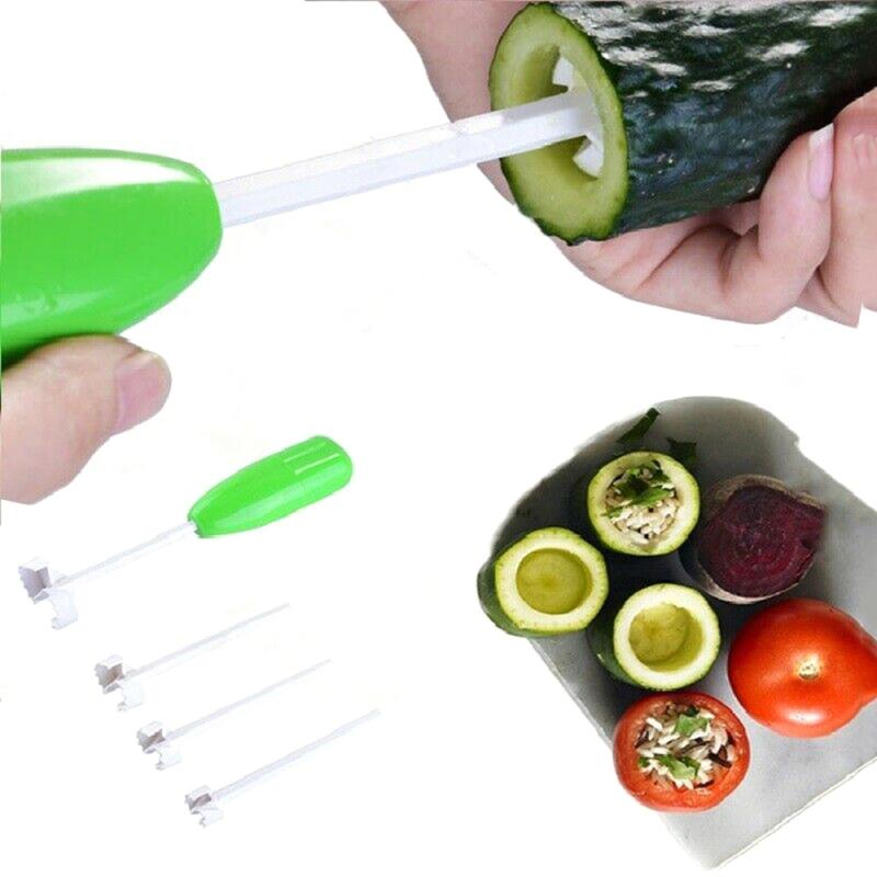 4 stks/set Verschillende grootte Plantaardige Spiral Cutter Spiralizer Groente fruit Core Verwijderen Gadget Keuken Tool