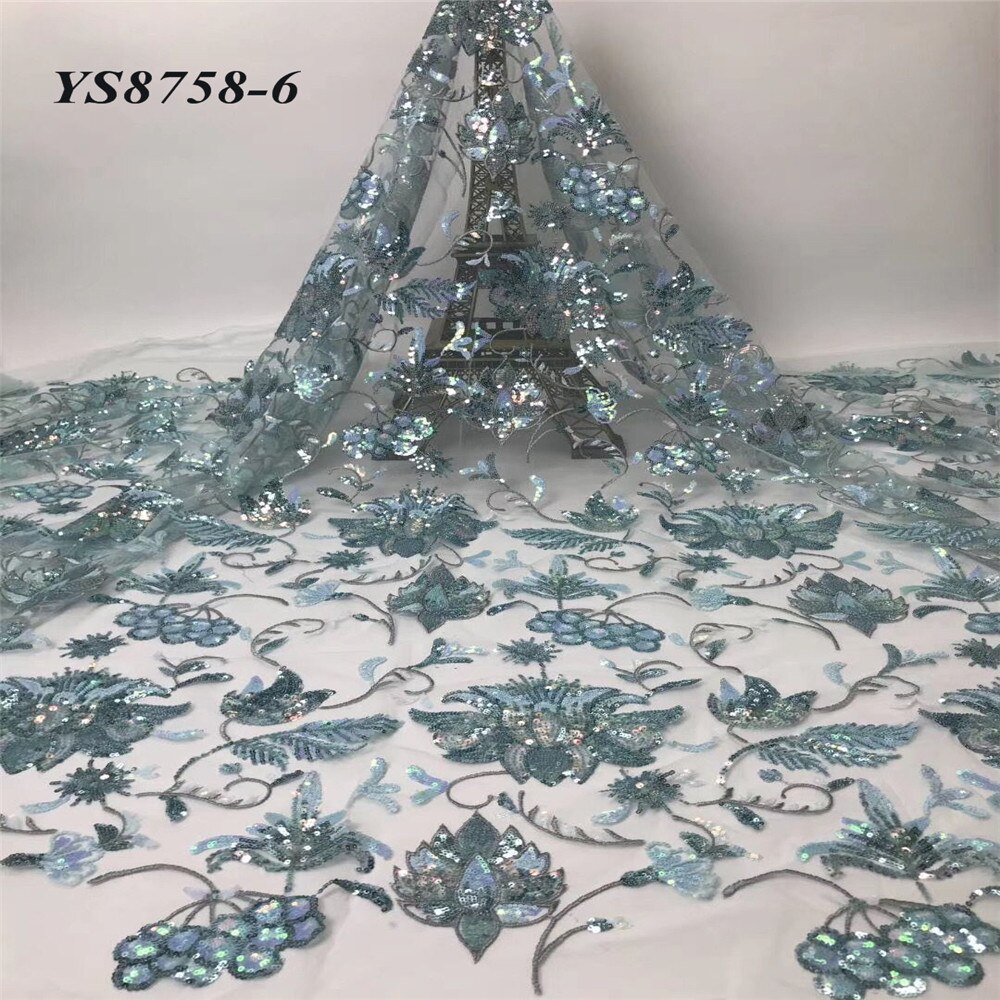 Europeu e americano estilo romântico novo lantejoulas bordado gaze transparente brilho design vestido de casamento 5 metros pano: 6