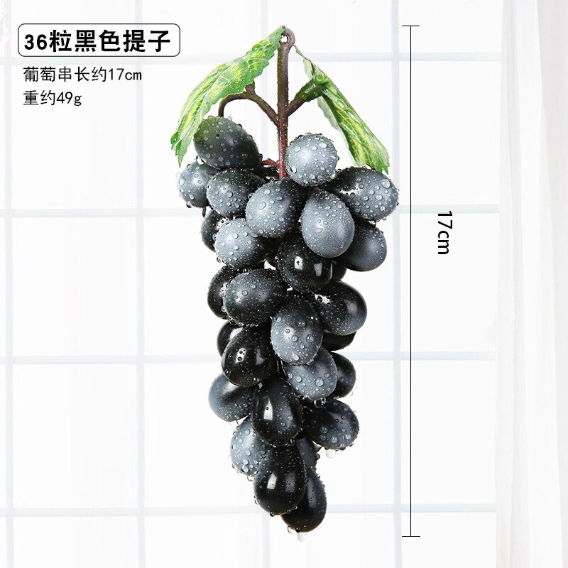 Real Touch Kunstmatige Fruit Druiven Plastic Nep Bladeren Kerst Huis Tuin Bruiloft Decoratie Voedsel Fotografie Props: 36 Heads Black
