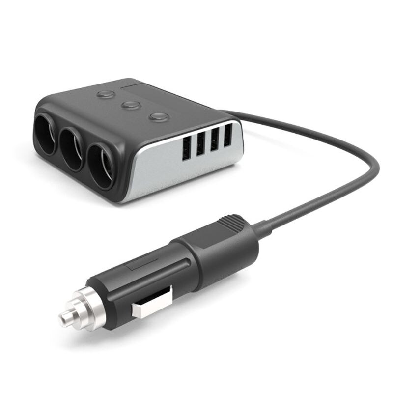 3 Way Car Cigarette Lighter Adapter 12V-24V Socket Splitter Plug LED 4 USB Charger Adapter 2.4A 100W For Phone MP3 DVR