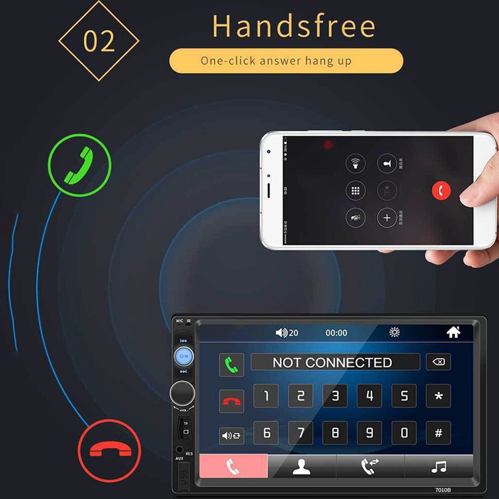 Autoradio MP5 double écran tactile 7 pouces, 7010B, Bt, Hd, lecteur multimédia, stéréo, support identique à l'écran, 2din