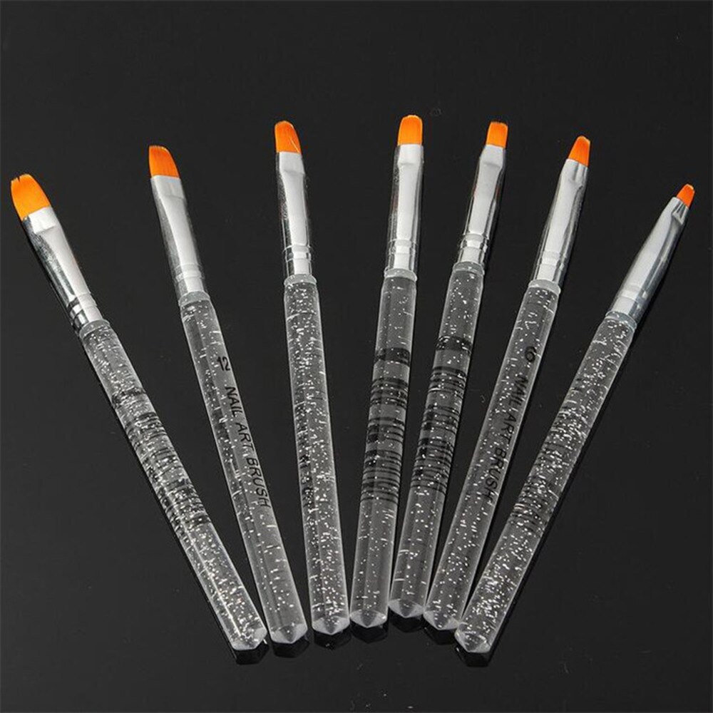 7Pcs Uv Gel Acryl Crystal Builder Schilderen Nail Art Brush Pen Tool Set Gebruik Op Natuurlijke Of Valse nagels