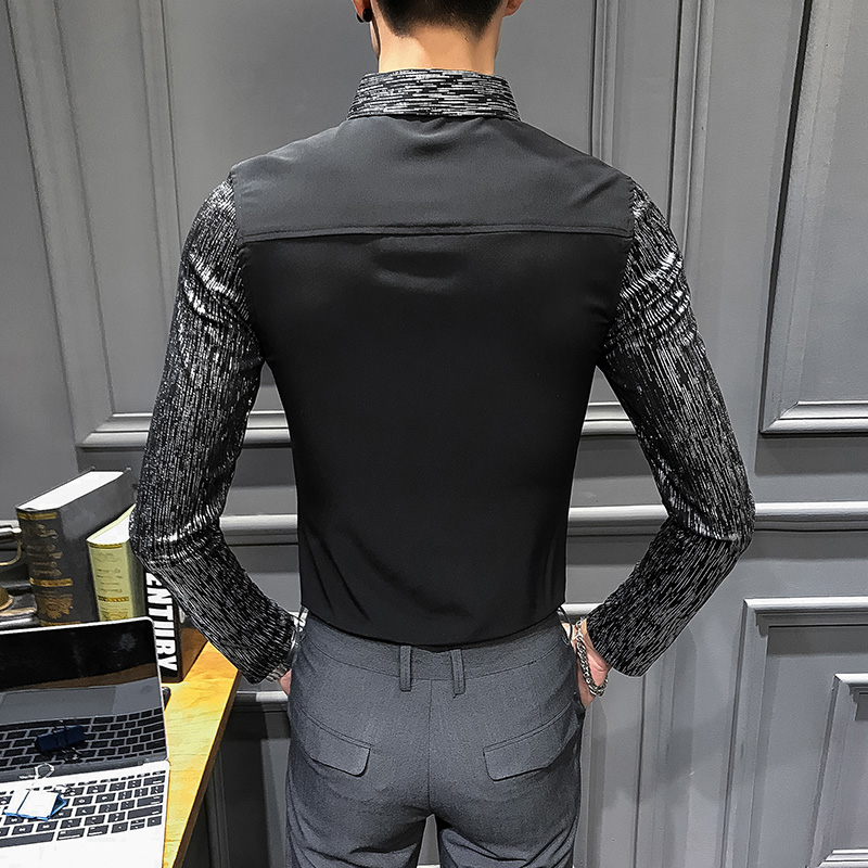 frühjahr Neue Shirt kleid alle spiel männer hemd langarm Patchwork solide herren Hemden lässig schlank passen prom Rauchen