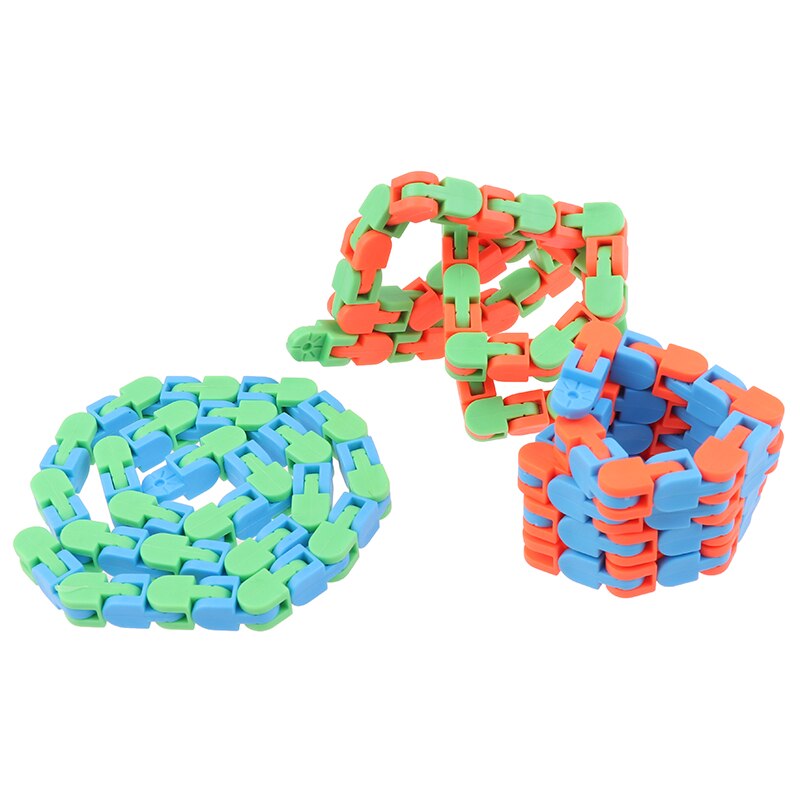 1pc Kids Autism Snake Puzzles Classic Sensory Toy Multicolor Wacky Tracks Snap and Click Fidget Toys