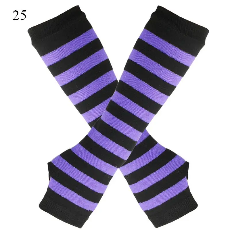 Mode Gebreide Lange Handschoenen Outdoor Punk Lange Mouwen Vingerloze Handschoenen Kerst Cos Elleboog Wanten Dame Gestreepte Elleboog Handschoenen