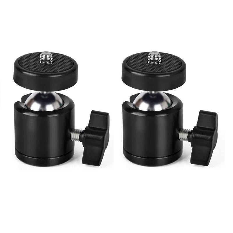 Tripod Head Camera Ball Head Shoe Mount 1/4" Ring Light Adapter for Cameras Camcorders Smartphone Video Light Microphone: 2pcs Ballhead